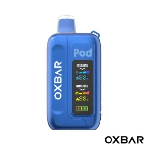 Jolly Blue Pop Oxbar Ice-Nic Control 35K Disposable with a vibrant blue-inspired finish, modern rectangular profile, integrated display, and detailed Oxbar branding.